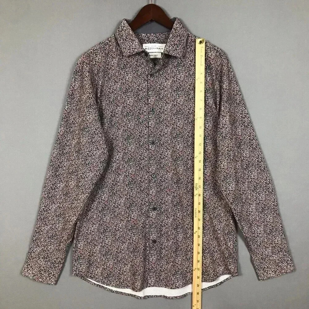 Mizzen + Main Leeward Trim Fit Long Sleeve Button Up Shirt Mens Size Medium M - Picture 12 of 16